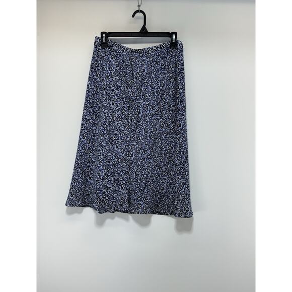 Harold's Blue Black White Floral Print A-line, Lined Skirt Women’s Size 6 - Picture 1 of 6
